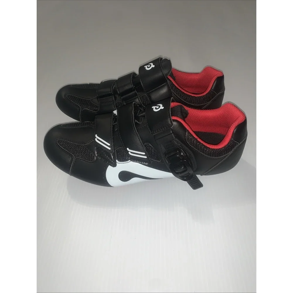 Peloton Cycling Bike Shoes Unisex EU 41 US MEN/8 WOMEN/10‎ Black White W/ Cleats
